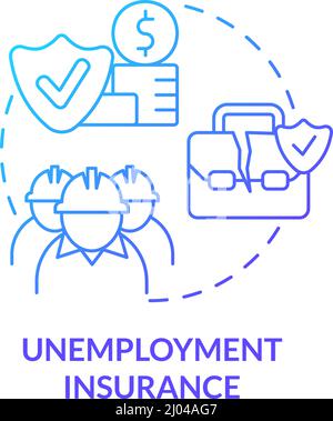 Unemployment insurance blue gradient concept icon Stock Vector