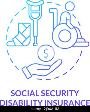 Social security disability insurance blue gradient concept icon Stock Vector