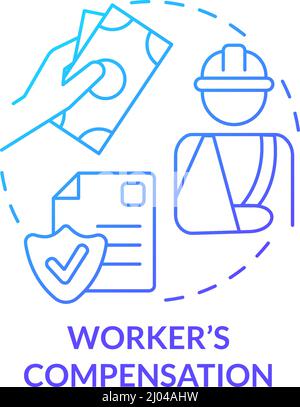 Worker compensation blue gradient concept icon Stock Vector
