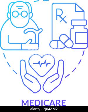 Medicare blue gradient concept icon Stock Vector