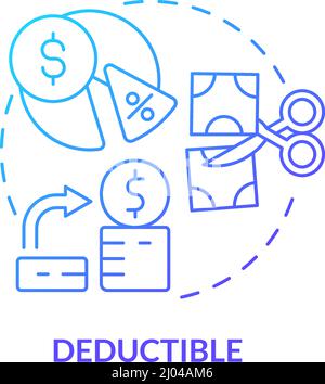Deductible blue gradient concept icon Stock Vector