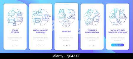 Federal social insurance blue gradient onboarding mobile app screen Stock Vector