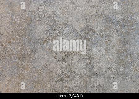 Polished granite ceramic stone tile with damask pattern vintage effect Stock Photo