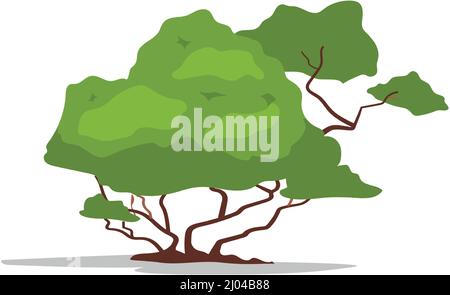 Green bush for garden decor semi flat color vector object Stock Vector