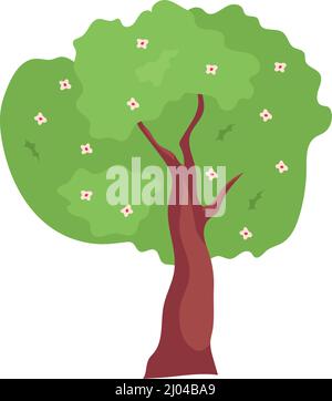 Tree with blooming branches semi flat color vector object Stock Vector