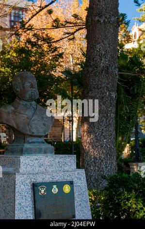 Bust of Miguel Grau Seminario, Peruvian naval officer - el Caballero de los Mares - 'Gentleman of the Seas' Stock Photo