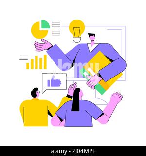 Managers workshop abstract concept vector illustration. Supervisors course, management skills training, team building, employee coach support, business training, presentation abstract metaphor. Stock Vector