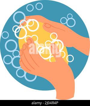 Wash hand with soap and water icon vector illustration Stock Vector ...