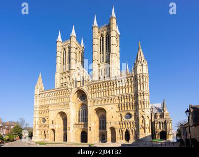 Lincoln Cathedral or Lincoln Minster West Front Exchequer gate Lincoln Lincolnshire England UK GB Europe Stock Photo