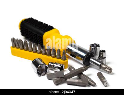 Various screwdriver bits and sockets Stock Photo