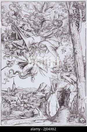 The Temptation of St. Anthony. Lucas Cranach the Elder (Germany, Kronach, 1472-1553). Germany, 1506. Prints; woodcuts. Woodcut Stock Photo