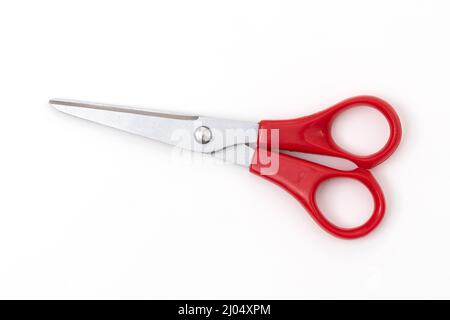 Red Scissors isolated on white background. Stock Photo