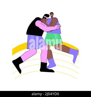 Wrestling abstract concept vector illustration. Pro training, buy equipment, wrestling gear, strong werestler, greco-roman, entertainment competition, professional fighter abstract metaphor. Stock Vector
