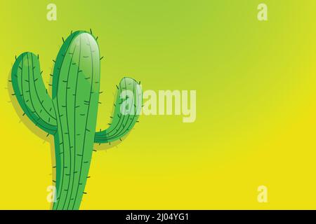 Tall succulent cactuses with thorns on color background. Vector drawing set illustration for icon, game, packaging, banner. Wild west, western, cowboy Stock Vector