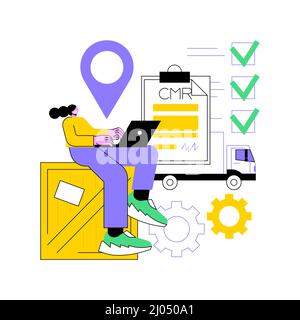 Road transport documents abstract concept vector illustration. CMR transport document, international transportation regulation, bill of lading, air waybill, business logistics abstract metaphor. Stock Vector