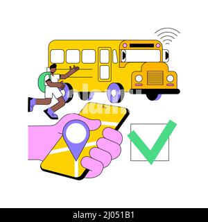 School bus tracking system abstract concept vector illustration. Bus ...