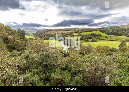 The view south from the Queens View Viewpoint at Delnabo near Tomintoul, Moray, Scotland UK. Queen Victoria was here in 1860. Stock Photo