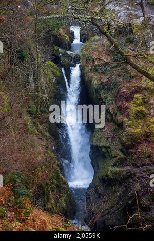Aira Force near Ullswater in the winter, Lake District, England Stock Photo