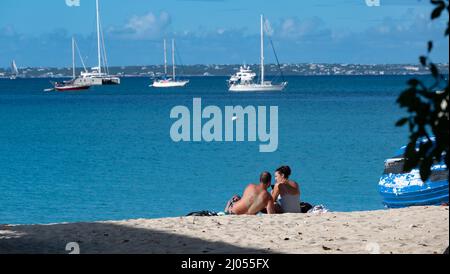 Sunbathing Topless in the French Caribbean St Barthelemy Stock Photo - Alamy