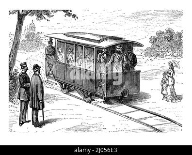 Gross Lichterfelde Tramway one of the world's first electric tramways built by the Siemens & Halske company went in service in 1881 in Berlin Lichterfelde suburb Stock Photo