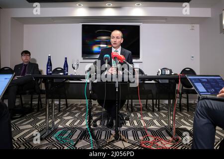 Washington, USA. 16th Mar, 2022. Irish Prime Minister Michael Martin speaks during a press conference in Washington, DC on March 16, 2022. (Photo by Oliver Contreras/Sipa USA) Credit: Sipa USA/Alamy Live News Stock Photo