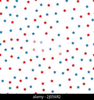 Patriotic seamless pattern with red, white, blue stars. . 4th of July. Wrapping paper. Stock Vector