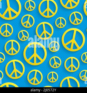 Symbol of Peace Seamless Pattern in Ukrainian Flag Colors Stock Vector