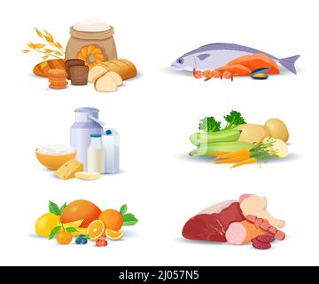 Set of different types of food product Stock Vector