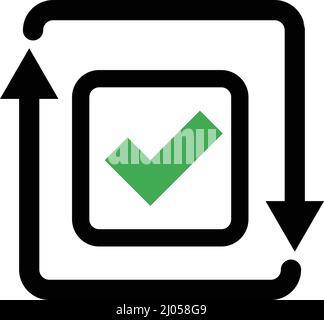 Checkbox and rotating arrow icons, Editable vectors. Stock Vector