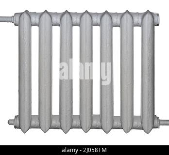 cast-iron battery for heating on a white background in isolation Stock Photo