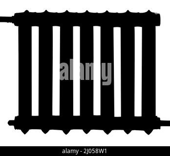 cast-iron battery for heating on a white background in isolation Stock Photo