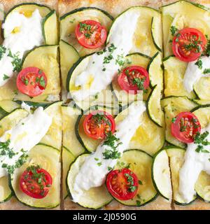 Sour dough Pizza A Taglio full frame detail Stock Photo