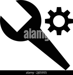 Gears with wrenches. Setup and construction. Editable vector. Stock Vector