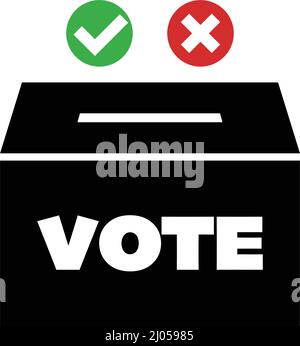 Ballot box, check mark and cross mark icon set. Election and vote. Editable vector. Stock Vector