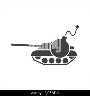 eps10 black vector tank or panzer solid icon isolated on white