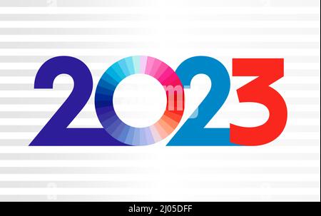 A Happy New Year Logotype Concept 2023 Digits Abstract Isolated Graphic Design Template Red Blue White Colours Merry Christmas Creative Congrat 2j05dff 