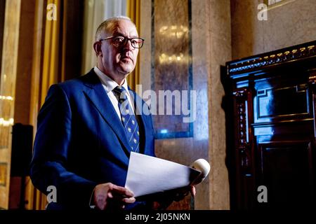 ROTTERDAM - Burgemeester Ahmed Aboutaleb tijdens de verkiezingsavond van de gemeente Rotterdam. ANP ROBIN UTRECHT Stock Photo