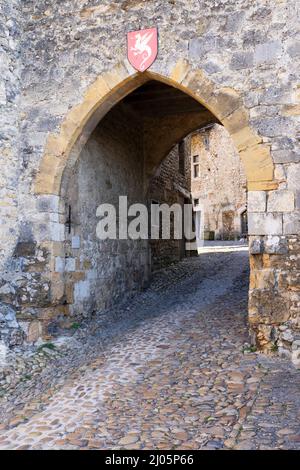 Gateway to Perouges, one of the most beautiful villages in France. Stock Photo