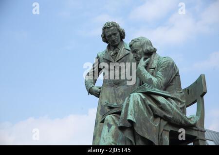 Brothers Grimm National Monument at the Market Square in Hanau, Hesse, Germany Stock Photo