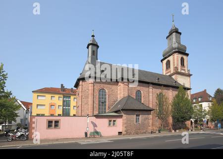 Baroque sand church and votive church in Aschaffenburg, Bavaria, Germany Stock Photo