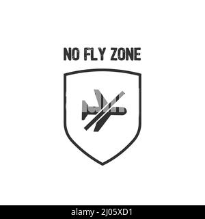 No fly zone shield of Ukraine with plane forbidding sign. Protest against the war in Ukraine. Destruction of civilian population cannot be allowed. Stock Vector