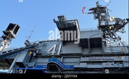 USS Midway Navy aircraft carrier museum in San Diego, California Stock Photo