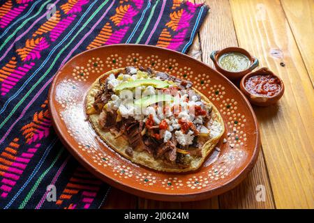 Traditional mexican huarache of cecina beef Stock Photo Alamy