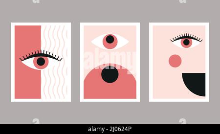 Set of posters in vintage minimal style. Stock Vector