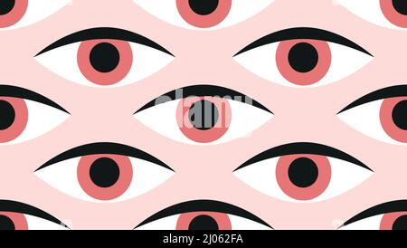 Eyeball. Vector seamless pattern in vintage style. Stock Vector