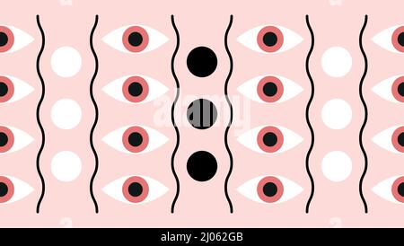 Seamless pattern with eyes in minimal style. Stock Vector