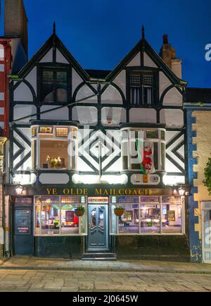 Ye Olde Mail Coach Pub, High Street, Conwy, North Wales. Image taken in November 2021. Stock Photo