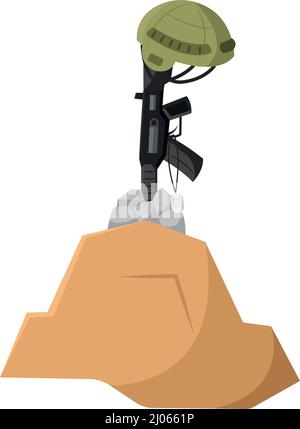 Isolated assault rifle icon with a helmet Vector Stock Vector