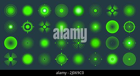 Thermal, night vision scope. Crosshair, gun sight vector icons. Bullseye, target or aim symbol. Military rifle scope, shooting mark sign. Targeting Stock Vector