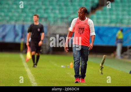 Salvador, Bahia, Brasil. 16th Mar, 2022. Baiano Soccer Championship: Bahia vs Vitoria da Conquista. March 16, 2022, Salvador, Bahia, Brazil: Soccer match between Bahia and Vitoria da Conquista, valid for the 9th round of the Baiano Soccer Championship, held at Arena Fonte Nova stadium, in Salvador, Bahia, on Wednesday (16). Bahia won the match 3-0, with goals scored by Daniel and Hugo Rodallega (twice). Credit: Walmir Cirne/TheNews2 (Credit Image: © Walmir Cirne/TheNEWS2 via ZUMA Press Wire) Stock Photo